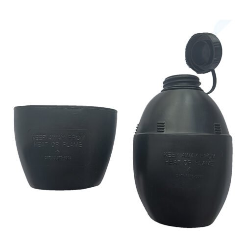 Avatar BPA Free Black British #58 HDPE Plastic Water Canteen 1 Liter with Mug Cup