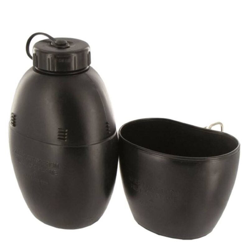 Avatar 1 Liter  BPA Free Black British #58 HDPE Plastic Water Canteen with Mug Cup - Image 4