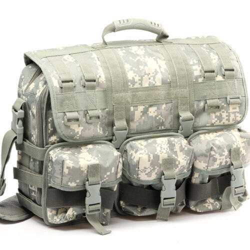 Avatar strong quality multi-pocket grey camouflage tactical briefcase for everyday carry/daily commute