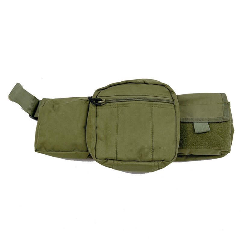 Avatar rugged multi-pocket breathable green tactical belt pouch for outdoor training/hiking - Image 2